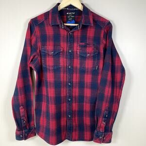 KAVU Men's M Lorenzo Plaid Lightweight Cotton Button Up  Adventure Shirt Outdoor